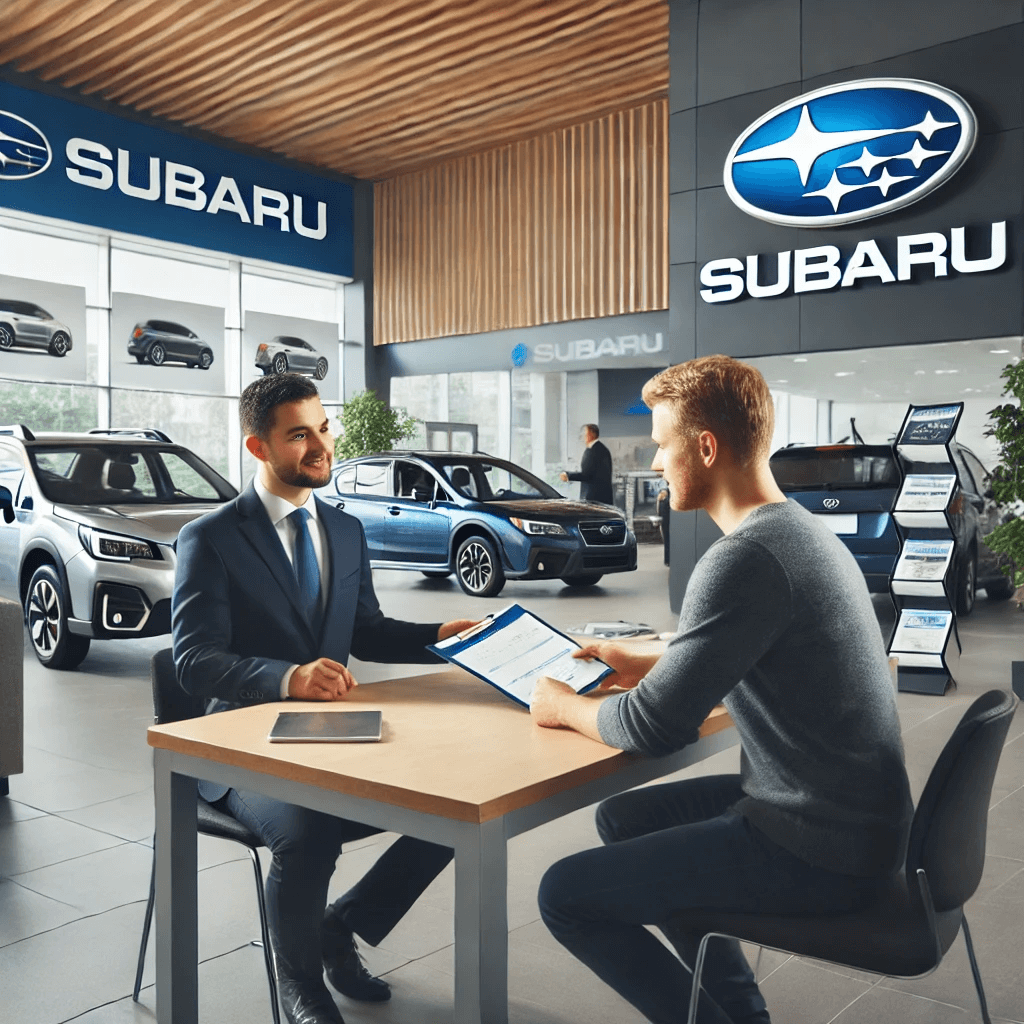 Subaru Dealership Interior with Customer Interaction