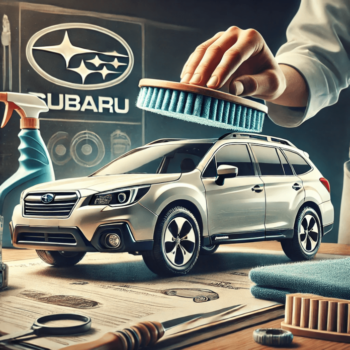 Graph showing the depreciation of Subaru models like Outback, Forester, and Crosstrek over time, with icons for reliability, maintenance, and car condition emphasizing strong resale value compared to other brands