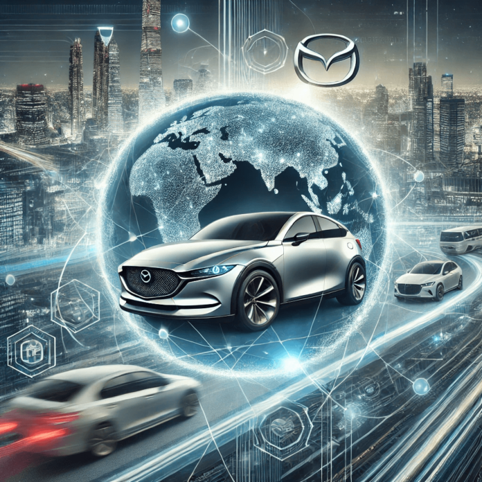 A sleek Mazda vehicle showcasing the Kodo design philosophy, representing Mazda’s global market impact, sustainability, and technological advancements.