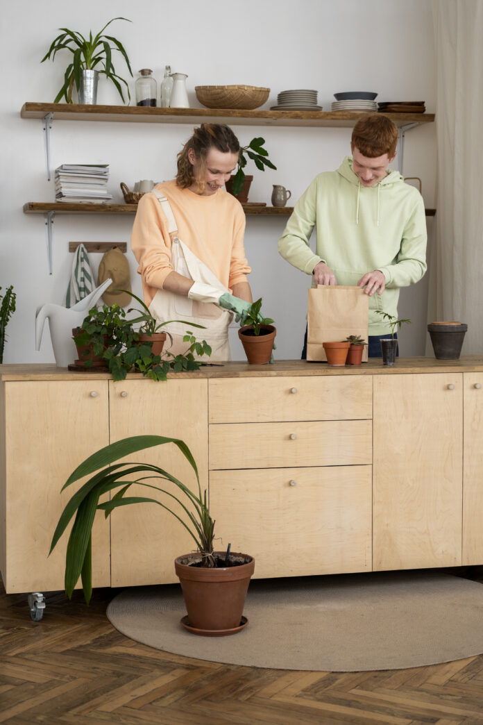 Image featuring sustainable storage options, including bamboo organizers, recycled fabric bins, and upcycled wooden shelves in an eco-conscious living space.