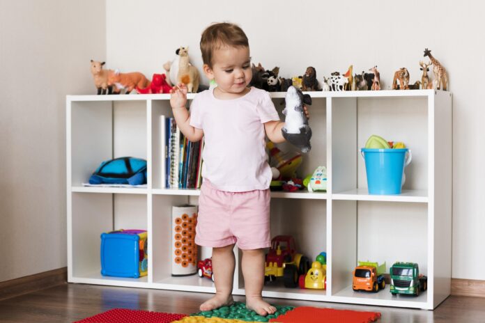 Toy storage solutions featuring colorful bins, shelves, and baskets to create a tidy and fun playroom for kids.