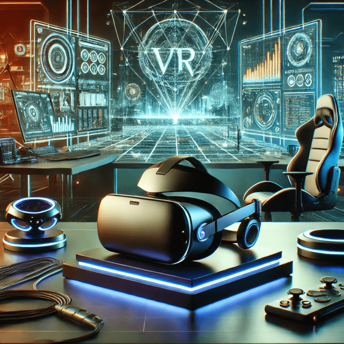 Futuristic setup showcasing advanced virtual reality gadgets for immersive gaming and entertainment in 2025.